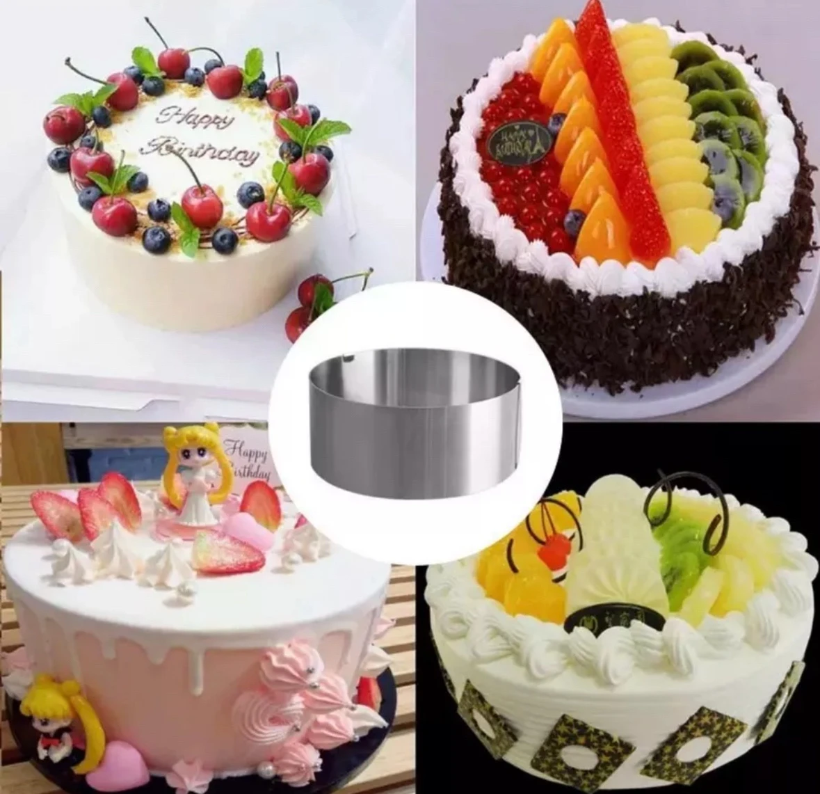 Форма для выпечки Cake ring без дна расширяющаяся круглая Металлик
