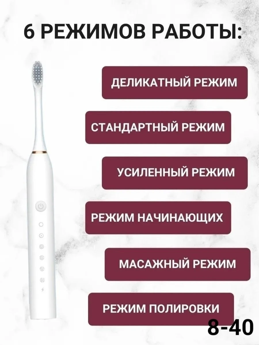 Электрическая зубная щетка с 2 насадками