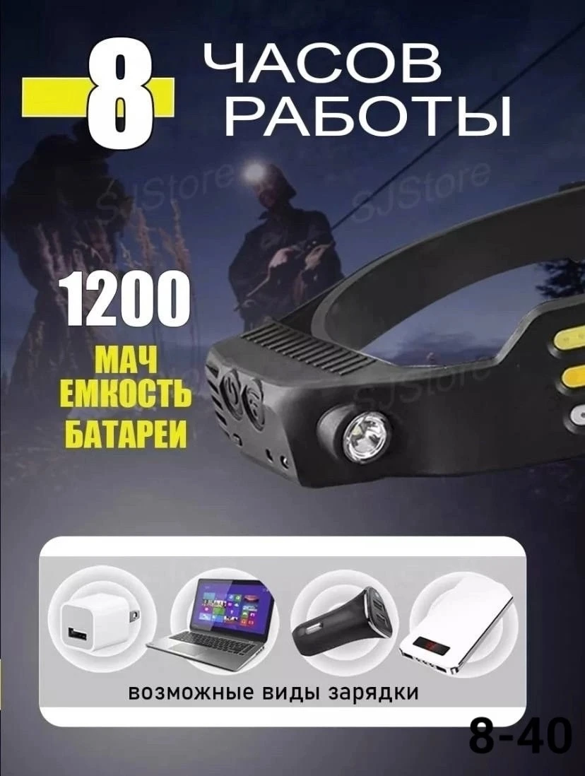 Фонарь налобный аккумуляторный светодиодный мощный LED usb